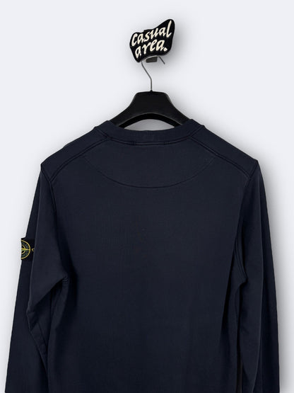 Casual Area - Sweat-shirt Stone Island bleu marine en coton, col rond, logo sur manche, coupe classique.